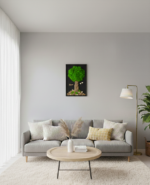 Machový strom na čiernom podklade 30x40cm