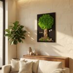 Machový strom na čiernom podklade 60x40cm