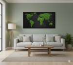 Machová mapa sveta na čiernom podklade