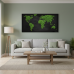 Machová mapa sveta na čiernom podklade