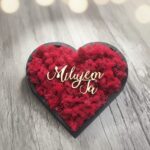 Machové srdiečko - čierne s červeným machom