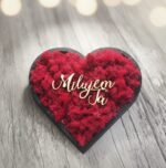 Machové srdiečko - čierne s červeným machom